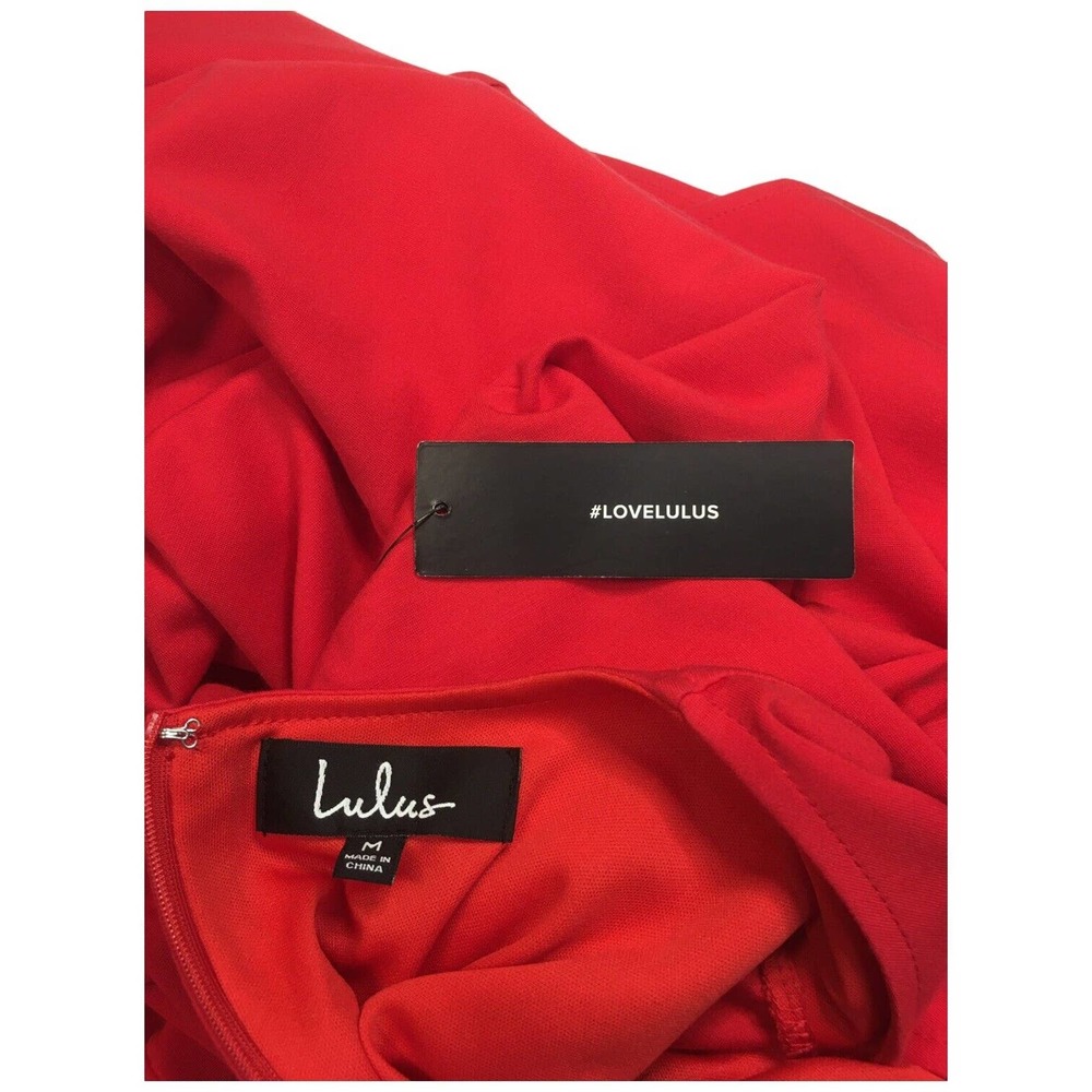 Lulus Gimme Some Flair Red Flounce Sleeve Bodycon Lined Womens Dress Red M - Picture 12 of 16